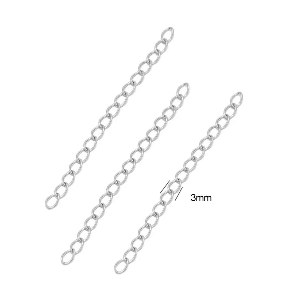 50Pcs Stainless Steel 2 Inch Extension Chain Bracelet Extended Chains Tail Extender for DIY Jewelry Making Necklaces Bracelets