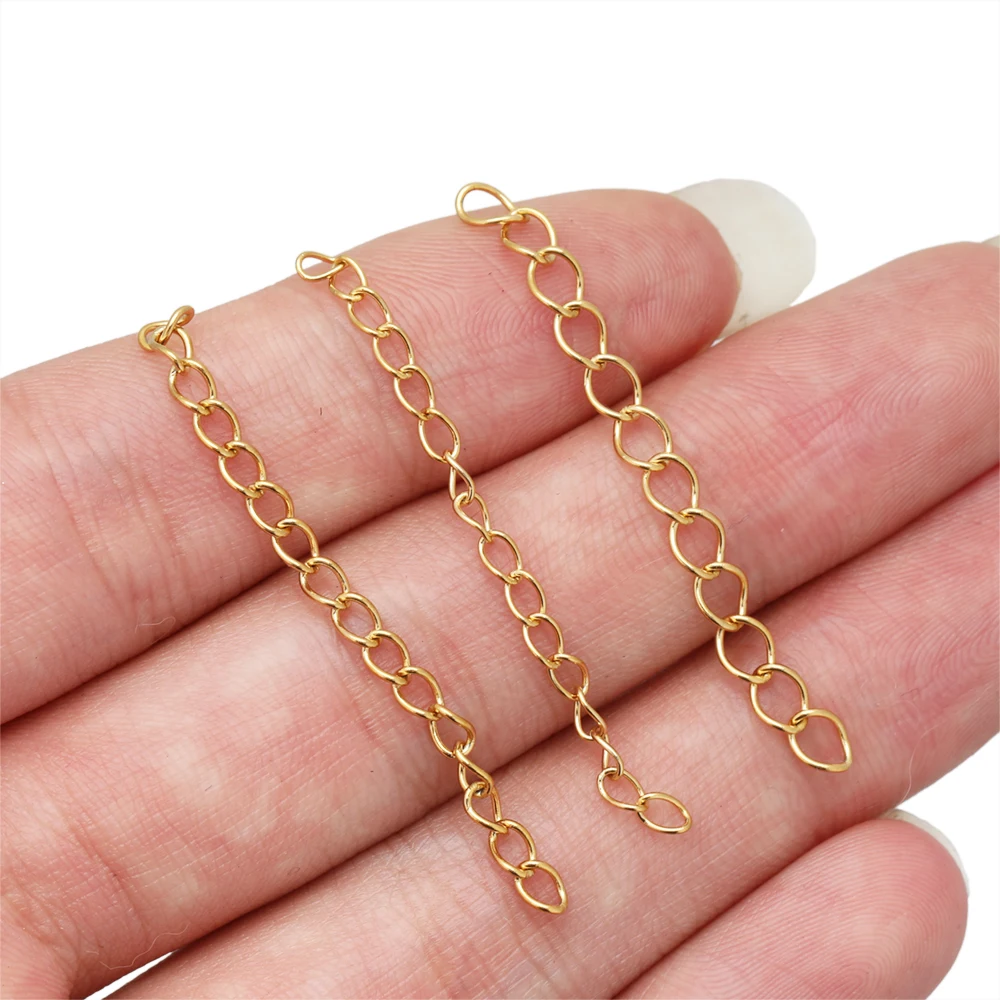 50Pcs Stainless Steel 2 Inch Extension Chain Bracelet Extended Chains Tail Extender for DIY Jewelry Making Necklaces Bracelets