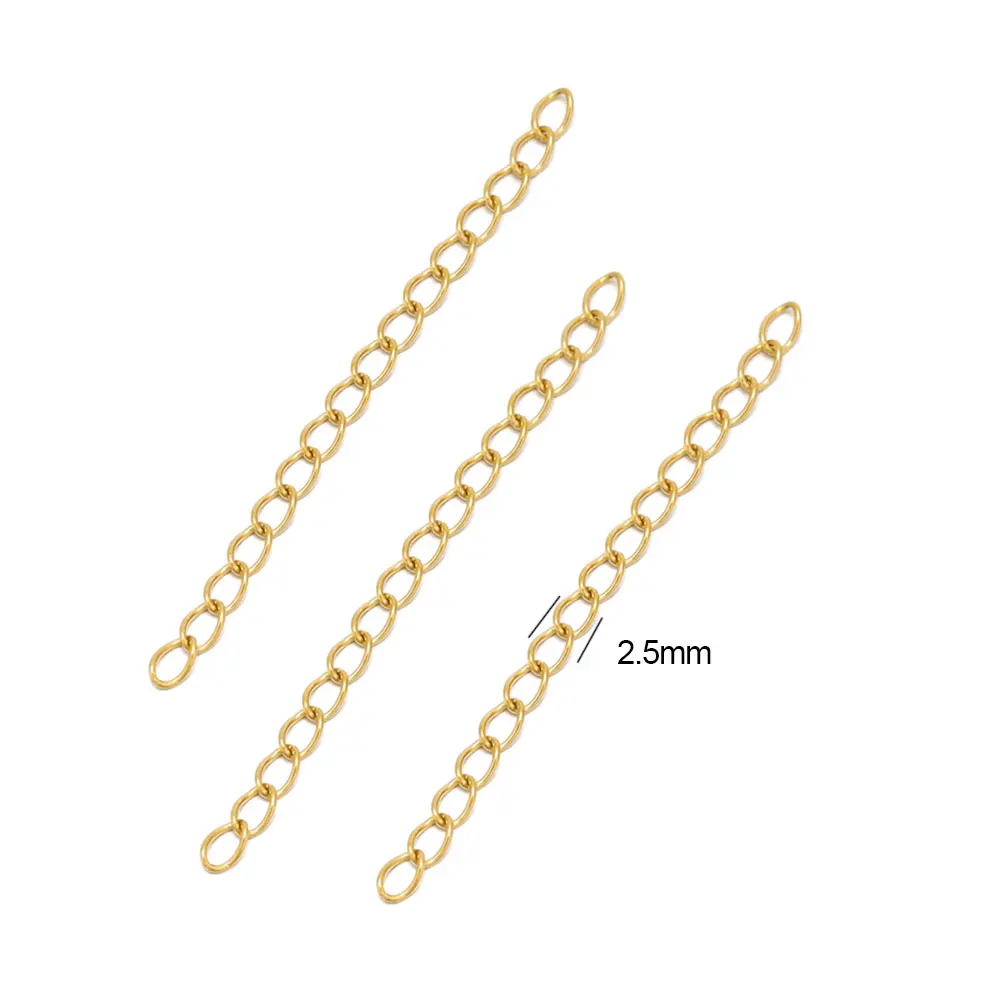 50Pcs Stainless Steel 2 Inch Extension Chain Bracelet Extended Chains Tail Extender for DIY Jewelry Making Necklaces Bracelets