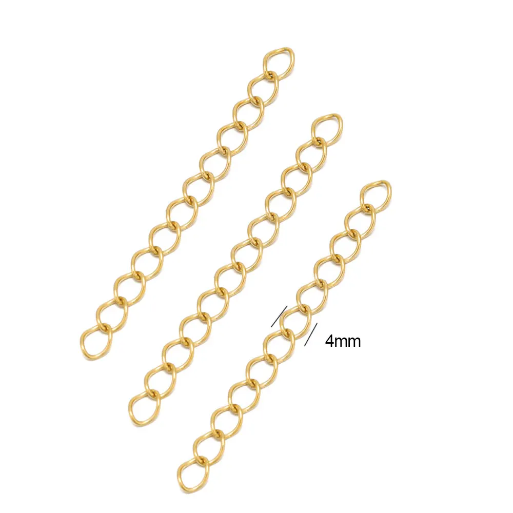 50Pcs Stainless Steel 2 Inch Extension Chain Bracelet Extended Chains Tail Extender for DIY Jewelry Making Necklaces Bracelets