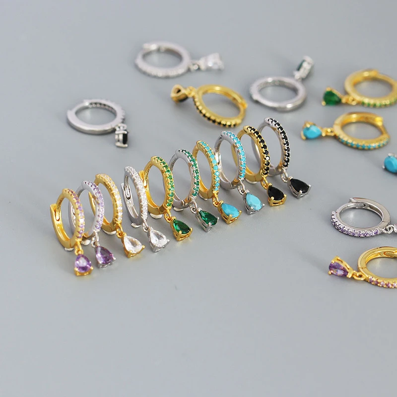 Women's Fashion Tiny Hoop Earrings Shiny Crystal Colorful Zirconia Copper Round Circle Female Trendy Ear Accessory Jewelry Gifts