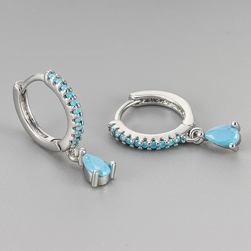 Women's Fashion Tiny Hoop Earrings Shiny Crystal Colorful Zirconia Copper Round Circle Female Trendy Ear Accessory Jewelry Gifts