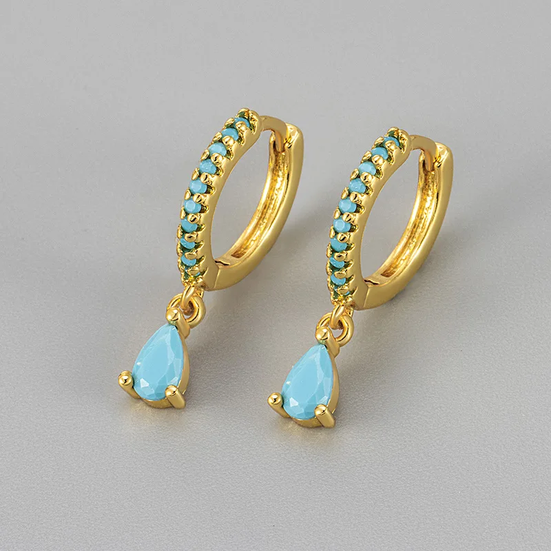 Women's Fashion Tiny Hoop Earrings Shiny Crystal Colorful Zirconia Copper Round Circle Female Trendy Ear Accessory Jewelry Gifts