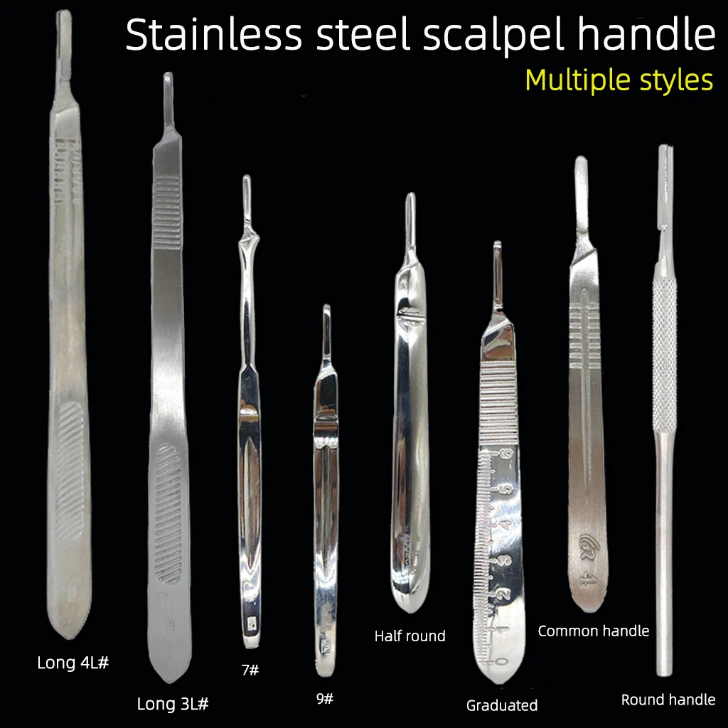 Extra Long Stainless Steel Surgical Knife Handle, 3 # 4 # 7 # 9 # Round Knife Holder for Hobby Carft Carving Model DIY blade