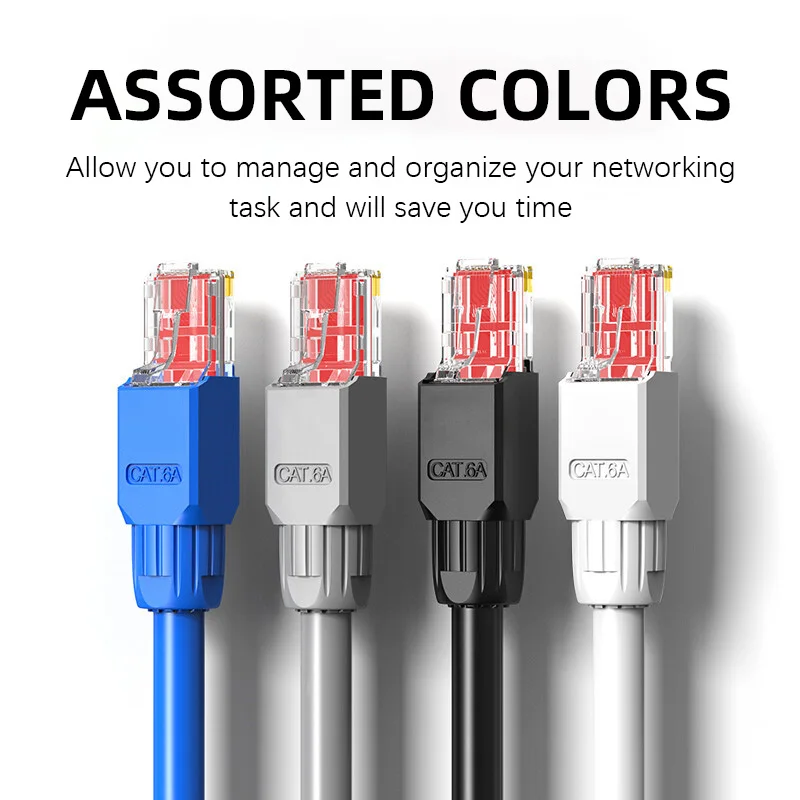 2PCS RJ45 CAT6A CAT6 Connector, ZoeRax Tool Free Ethernet Termination Plugs, 23AWG to 26AWG Cable Internet Plug Toolless