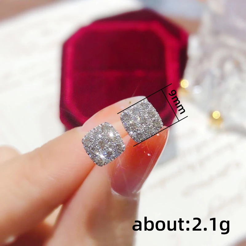 Huitan Silver Color Small Stud Earrings for Women Geometric Square Shape Daily Wear Fashion Versatile 2022 Earrings Jewelry