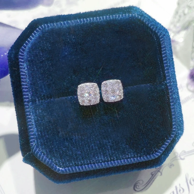 Huitan Silver Color Small Stud Earrings for Women Geometric Square Shape Daily Wear Fashion Versatile 2022 Earrings Jewelry