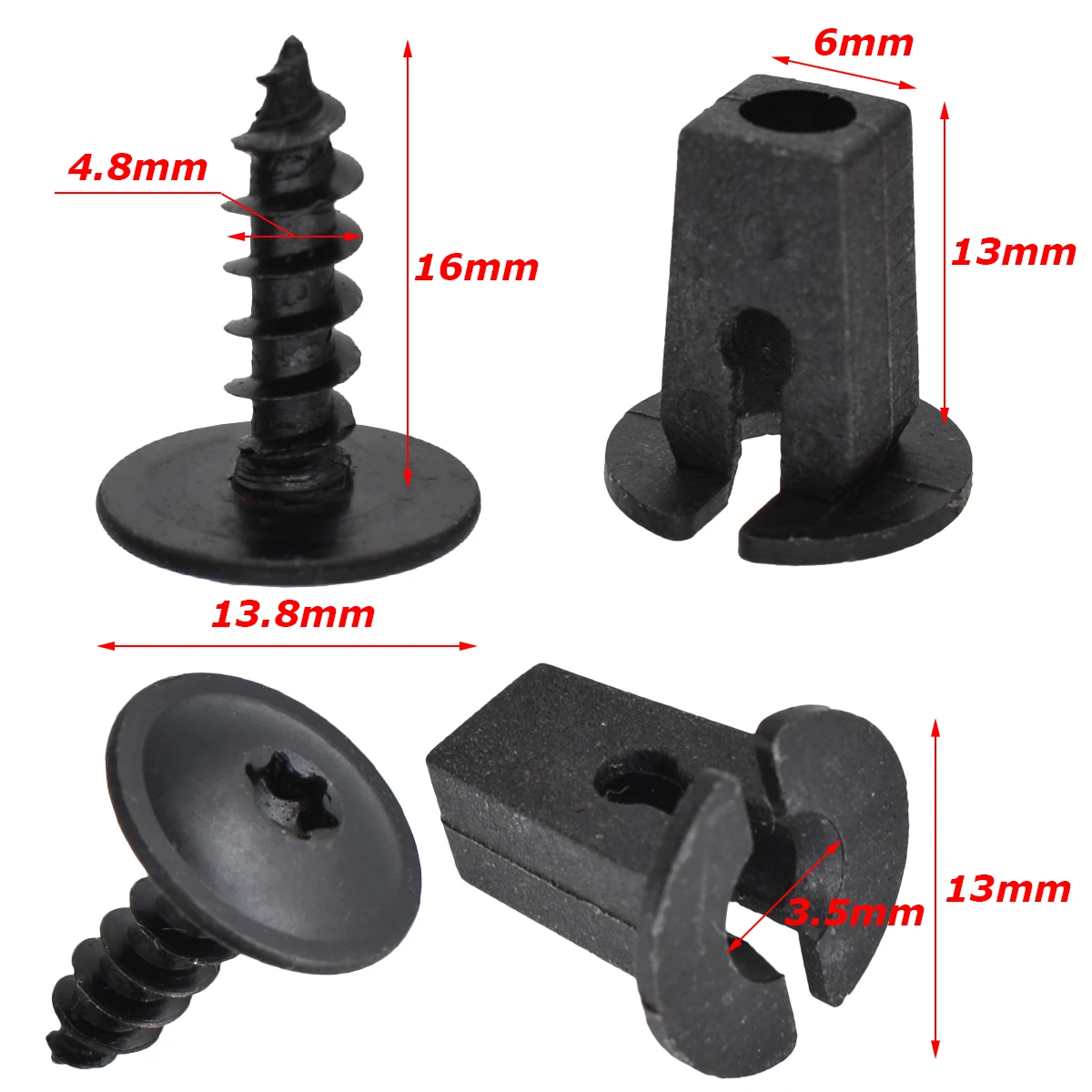20Pcs For VW Golf Audi Seat Skoda Grille Bumper Skirt Torx Screw Bolt N90974701 Car Wheel Arch Lining Splashguard Clip 5 X 16 MM