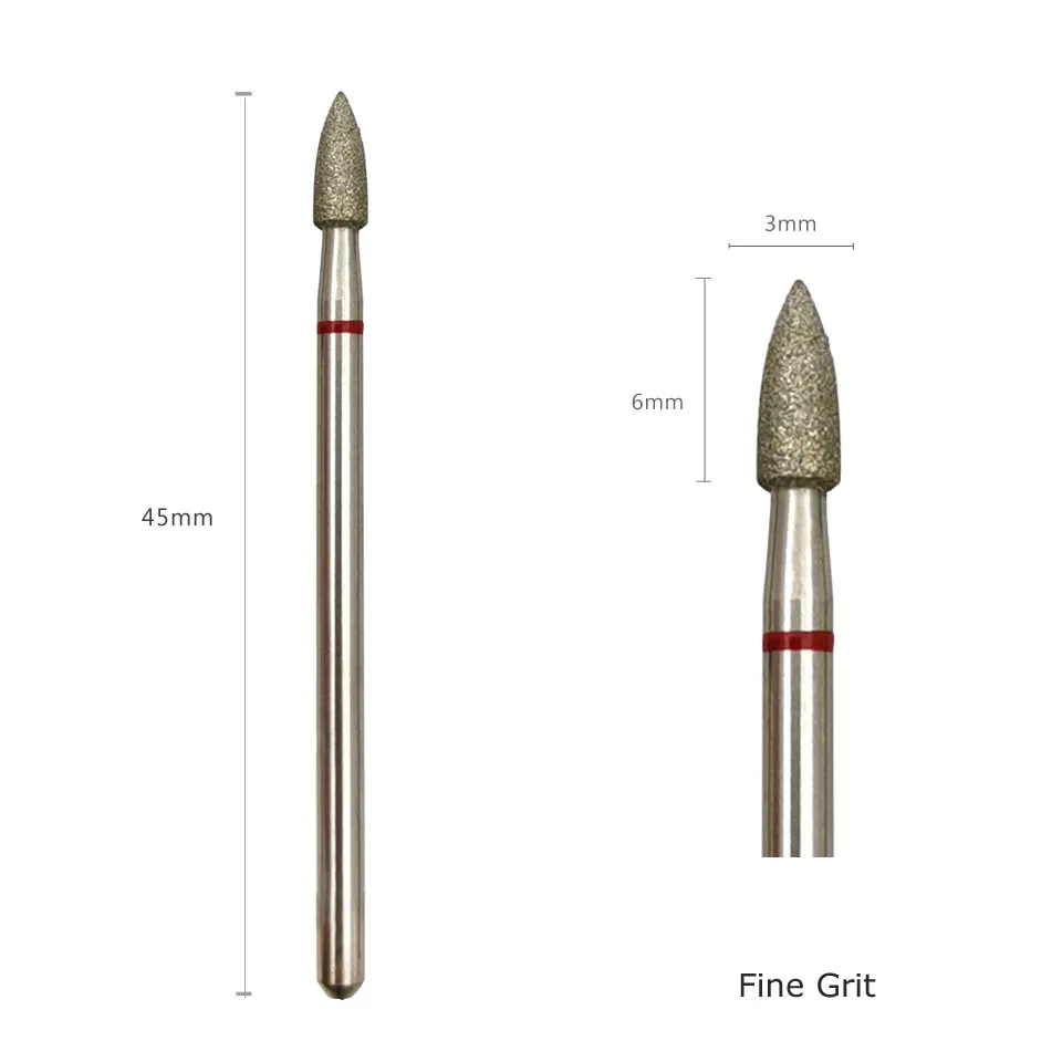 HYTOOS 10pcs/pack Cone Diamond Cuticle Bit 3*6mm Nail Drill Bits Manicure Drills Nails Accessories Tools