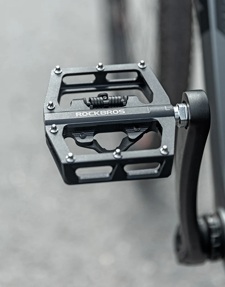 ROCKBROS Bicycle Pedal Non-Slip MTB Bike Pedals Aluminum Alloy Flat Platform Applicable SPD Half-lock Pedal Cycling Accessories