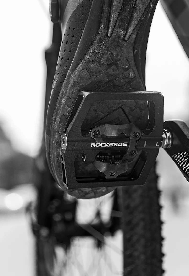 ROCKBROS Bicycle Pedal Non-Slip MTB Bike Pedals Aluminum Alloy Flat Platform Applicable SPD Half-lock Pedal Cycling Accessories