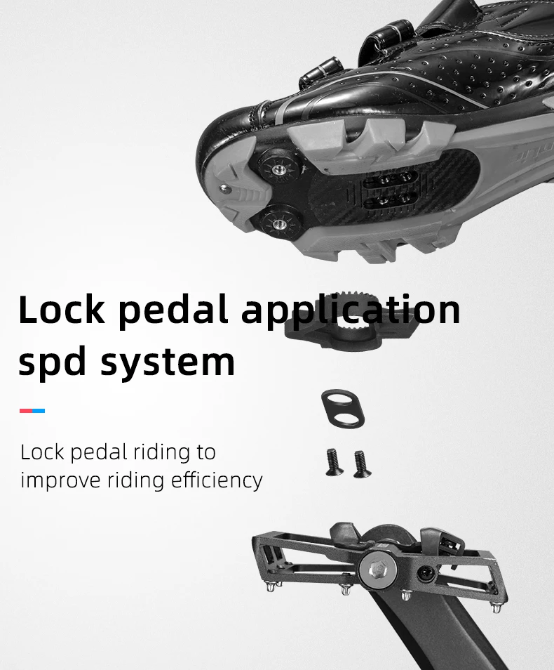ROCKBROS Bicycle Pedal Non-Slip MTB Bike Pedals Aluminum Alloy Flat Platform Applicable SPD Half-lock Pedal Cycling Accessories
