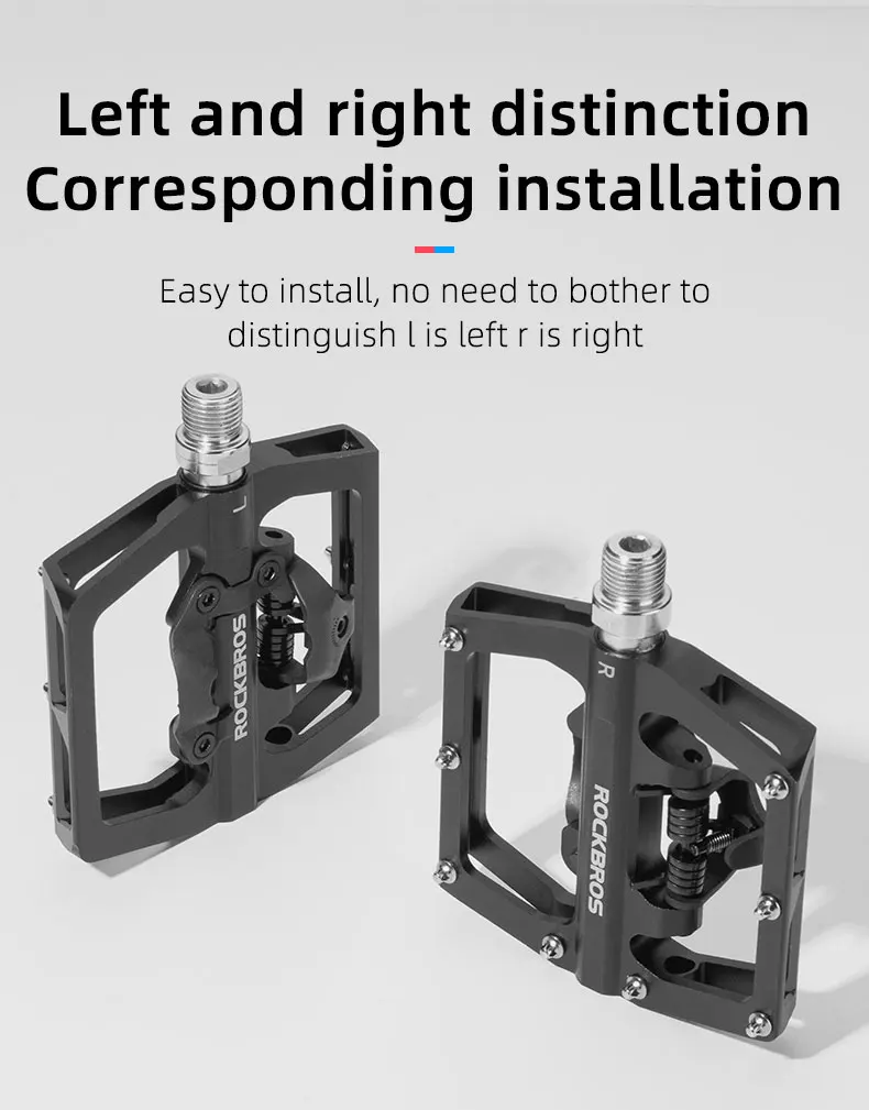ROCKBROS Bicycle Pedal Non-Slip MTB Bike Pedals Aluminum Alloy Flat Platform Applicable SPD Half-lock Pedal Cycling Accessories
