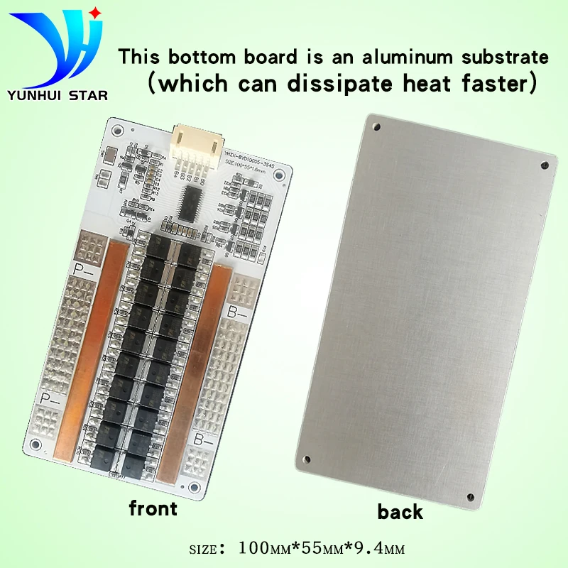 YUNHUI STAR bms 4S 12V 60A Lithium Battery Protection Board with Automatic Balancing Function and use aluminum substrate