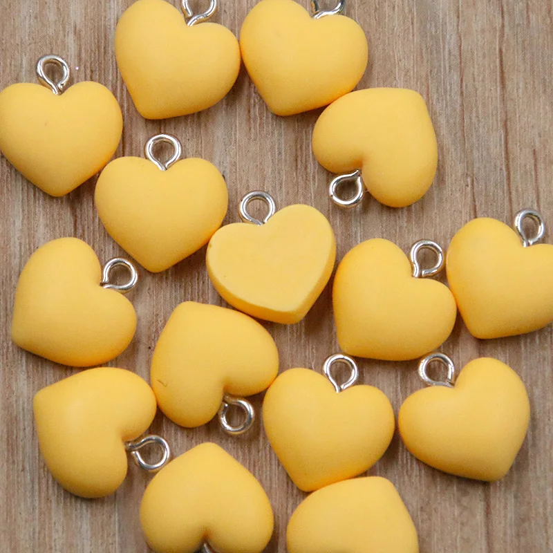 20Pcs 13X15MM Cute 9 Color Heart Resin Earring Charms Diy Findings Kawaii 3D Phone Keychain Bracelets Pendant For Jewelry Making
