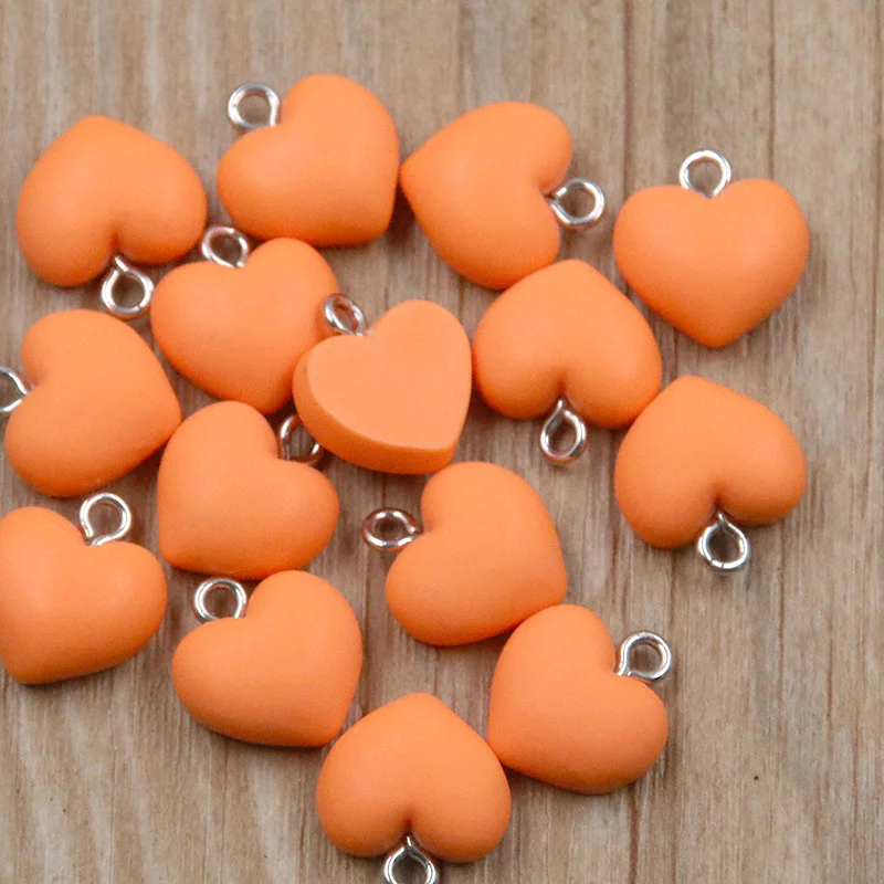 20Pcs 13X15MM Cute 9 Color Heart Resin Earring Charms Diy Findings Kawaii 3D Phone Keychain Bracelets Pendant For Jewelry Making