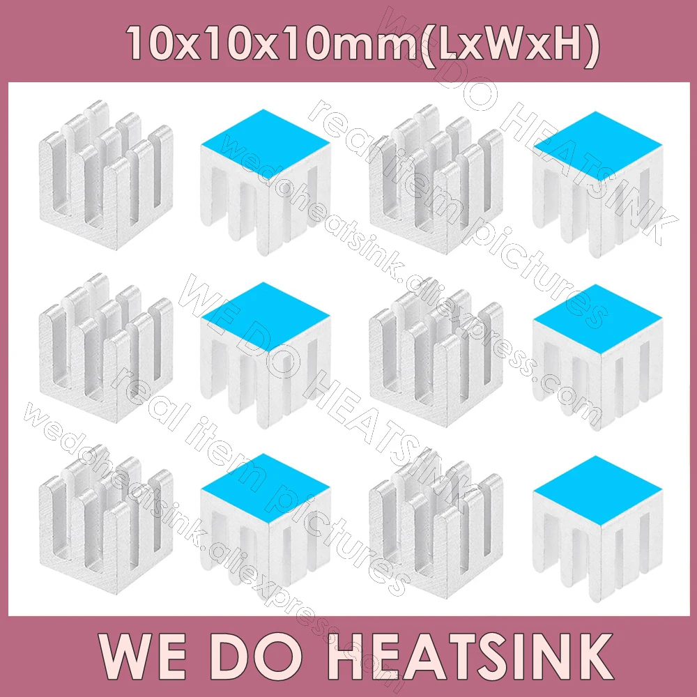 WE DO HEATSINK 10x10x10mm Without or With Thermal Pad Aluminum Heat Sink IC Memory Chip Heatsink Cooling Cooler