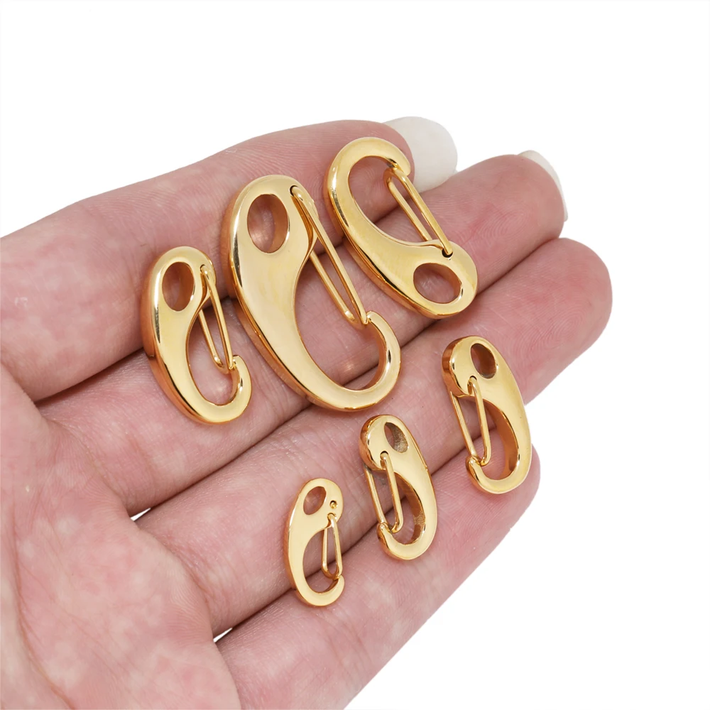 5Pcs Stainless Steel D-shaped Lobster Clasp Necklace Chains Hooks Connectors Parts for Jewelry Making DIY Crafts Findings