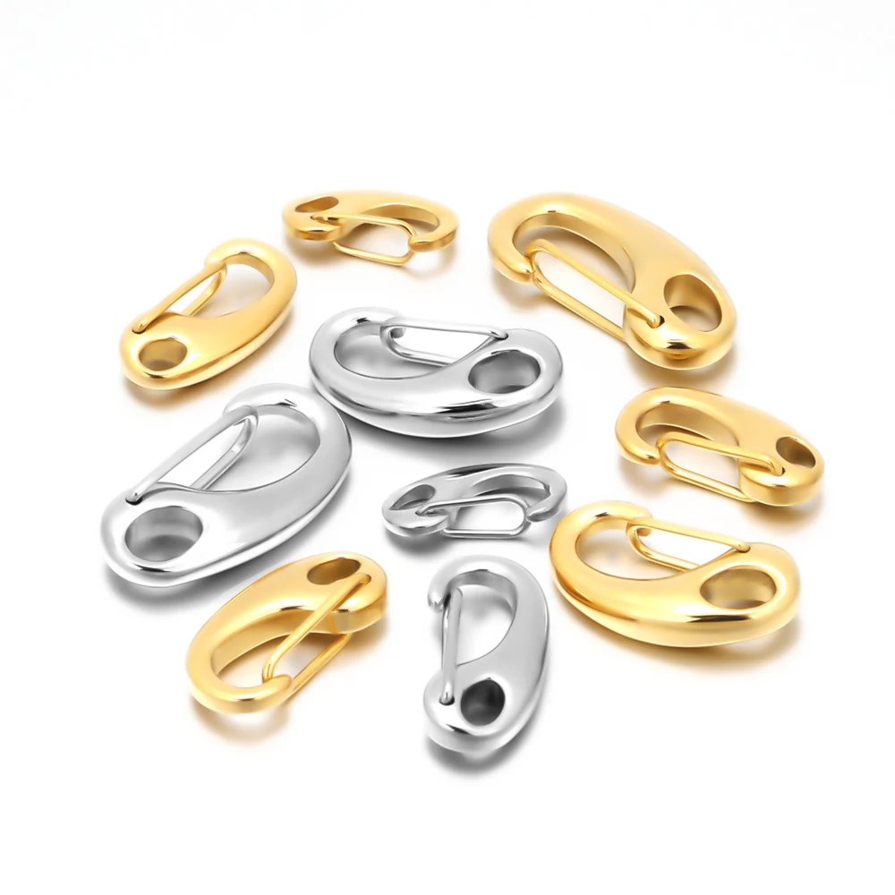 5Pcs Stainless Steel D-shaped Lobster Clasp Necklace Chains Hooks Connectors Parts for Jewelry Making DIY Crafts Findings