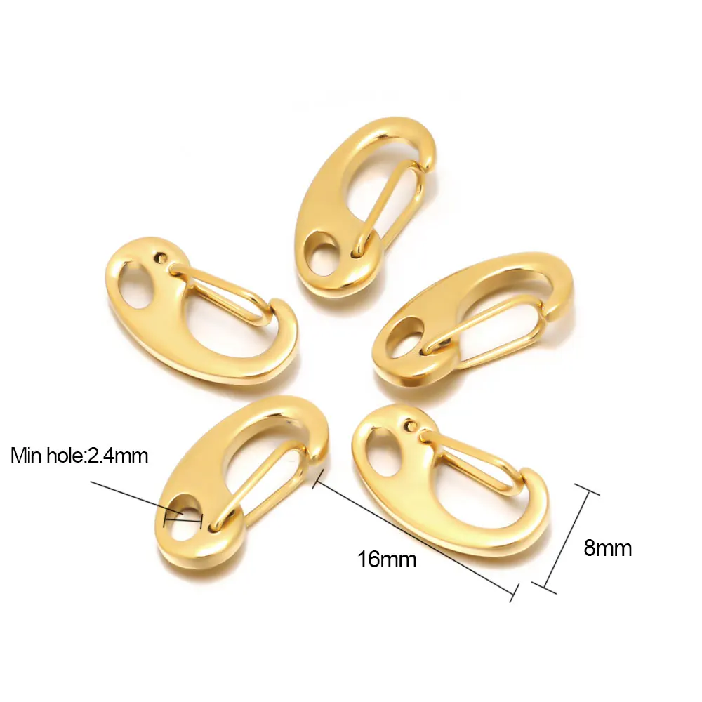 5Pcs Stainless Steel D-shaped Lobster Clasp Necklace Chains Hooks Connectors Parts for Jewelry Making DIY Crafts Findings