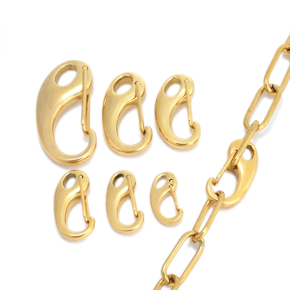 5Pcs Stainless Steel D-shaped Lobster Clasp Necklace Chains Hooks Connectors Parts for Jewelry Making DIY Crafts Findings