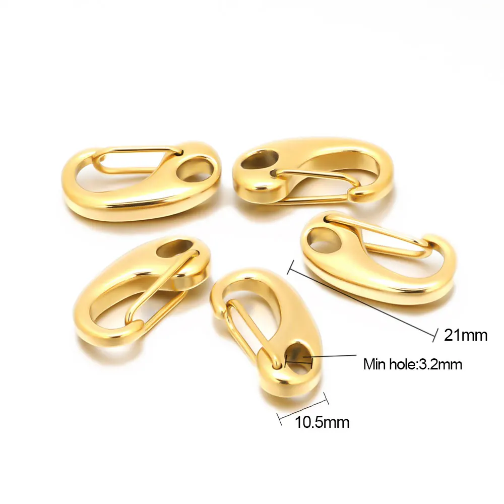 5Pcs Stainless Steel D-shaped Lobster Clasp Necklace Chains Hooks Connectors Parts for Jewelry Making DIY Crafts Findings