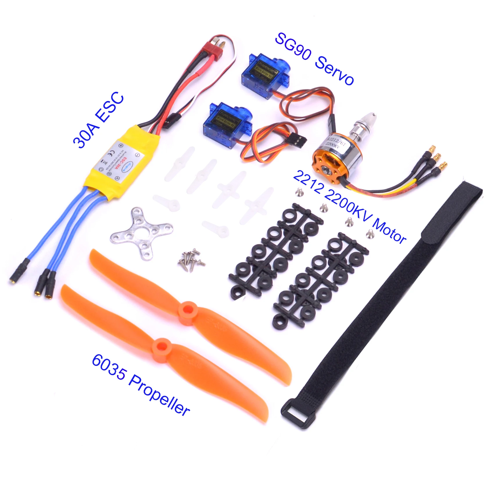 A2212 2212 1400KV 2200KV Brushless Motor 30A ESC SG90 9G Micro Servo 6inch / 8inch Propeller for RC Fixed Wing Plane Helicopter
