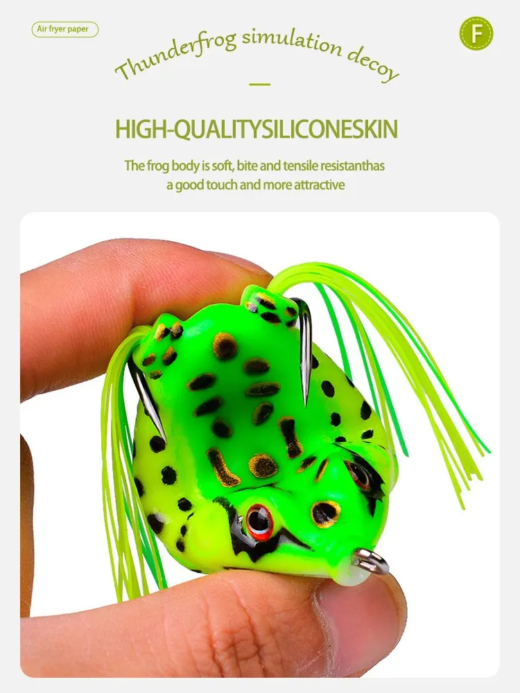 Frog Lures 2pcs Soft Tube Bait Plastic Fishing Lure With Hooks Top Water Soft 3D Eyes Artificial Wild Hanging Fishing Bait Tool