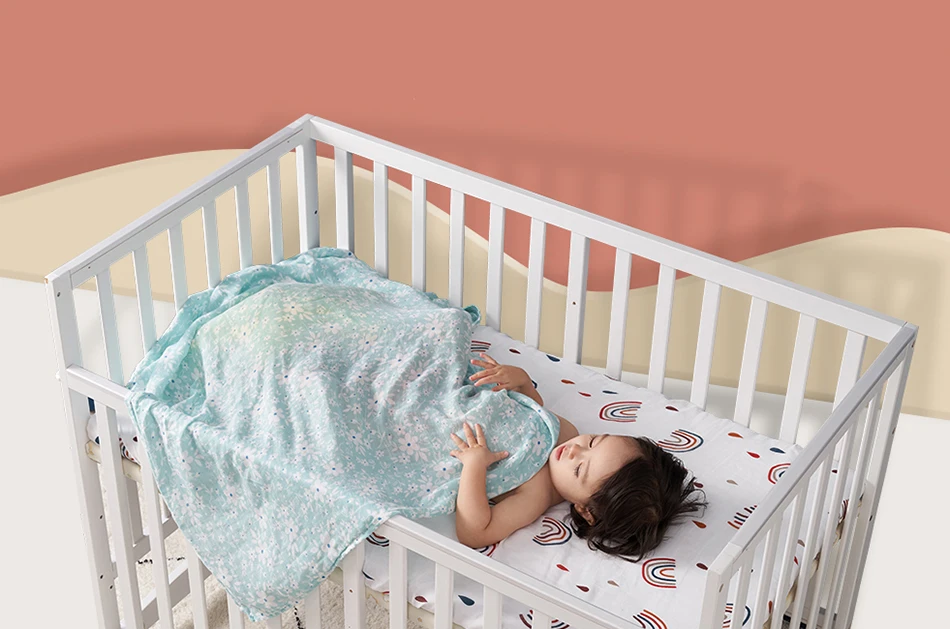 Elinfant Cute Soft Print Baby Towel Wrap 120x110cm Bamboo Cotton Baby Muslin Swaddle Blanket