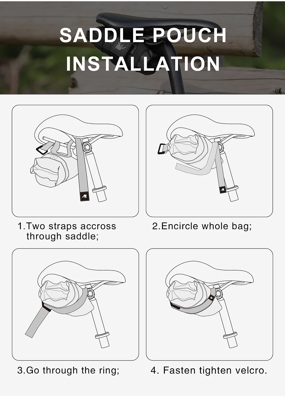 Rhinowalk Bicycle Bag Tool Bag Top Front Tube Frame Bag Burrito Pack Pouch Cycling Accessories Black MTB Bike Rear Tool Kits