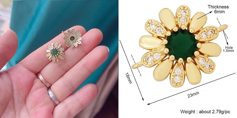 Trendy Star Moon Love Heart Flower Connector,18K Gold Plated CZ Charm Jewelry Findings Bracelet Necklace Accessories Supply M55