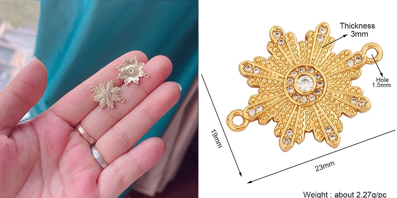 Trendy Star Moon Love Heart Flower Connector,18K Gold Plated CZ Charm Jewelry Findings Bracelet Necklace Accessories Supply M55