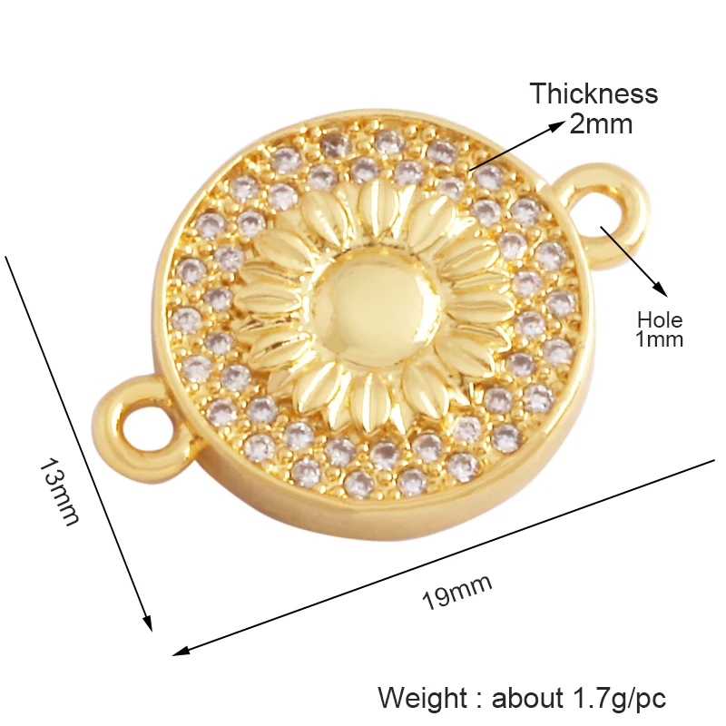 Trendy Star Moon Love Heart Flower Connector,18K Gold Plated CZ Charm Jewelry Findings Bracelet Necklace Accessories Supply M55