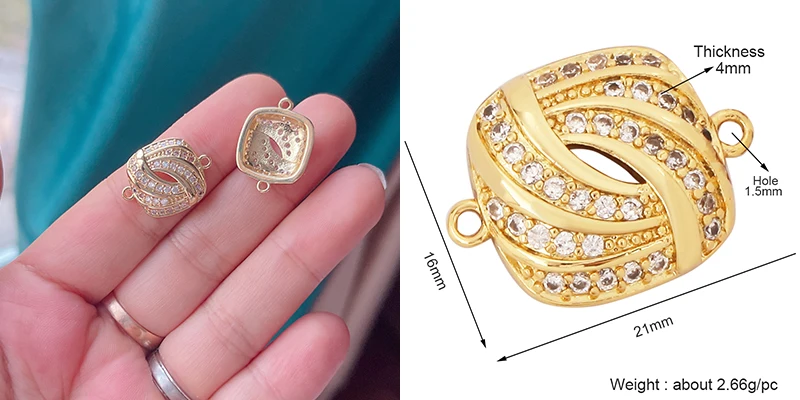 Trendy Star Moon Love Heart Flower Connector,18K Gold Plated CZ Charm Jewelry Findings Bracelet Necklace Accessories Supply M55