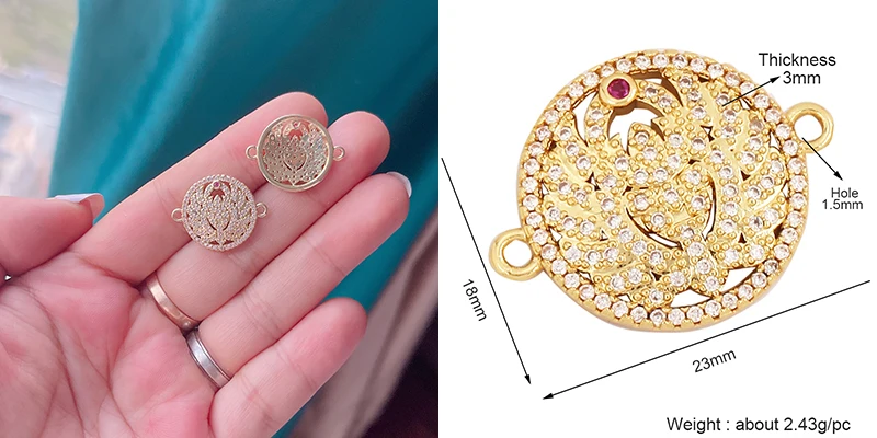 Trendy Star Moon Love Heart Flower Connector,18K Gold Plated CZ Charm Jewelry Findings Bracelet Necklace Accessories Supply M55