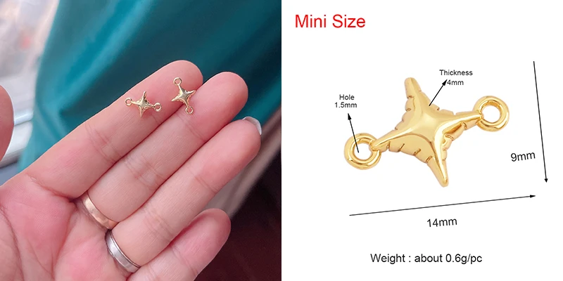 Trendy Star Moon Love Heart Flower Connector,18K Gold Plated CZ Charm Jewelry Findings Bracelet Necklace Accessories Supply M55