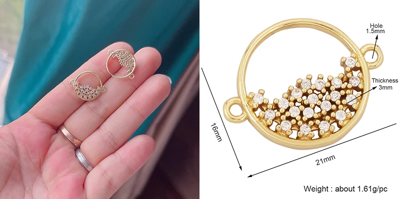 Trendy Star Moon Love Heart Flower Connector,18K Gold Plated CZ Charm Jewelry Findings Bracelet Necklace Accessories Supply M55