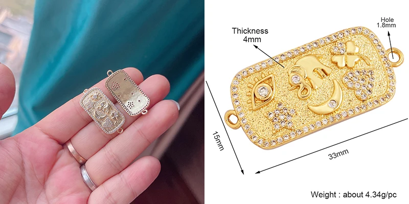Trendy Star Moon Love Heart Flower Connector,18K Gold Plated CZ Charm Jewelry Findings Bracelet Necklace Accessories Supply M55