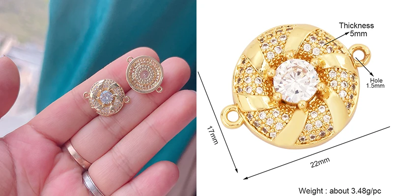 Trendy Star Moon Love Heart Flower Connector,18K Gold Plated CZ Charm Jewelry Findings Bracelet Necklace Accessories Supply M55