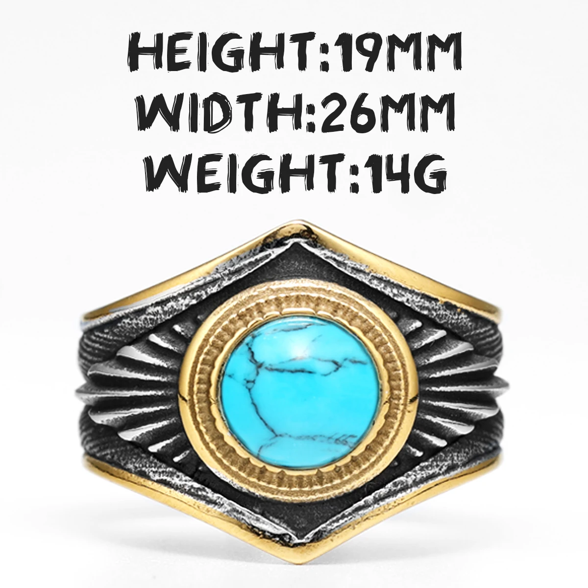 316L Stainless Steel Ring Gemstones Trendy Turquoise Men Rings Eagle Rock Punk for Male Boyfriend Jewelry Best Gift Dropshipping