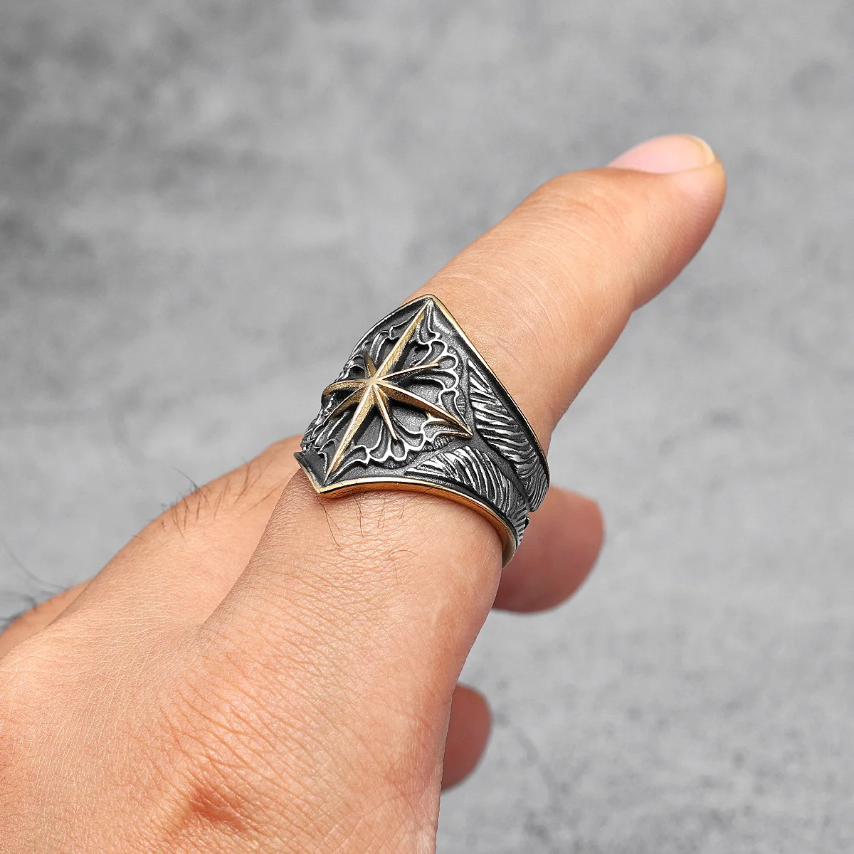 316L Stainless Steel Ring Gemstones Trendy Turquoise Men Rings Eagle Rock Punk for Male Boyfriend Jewelry Best Gift Dropshipping