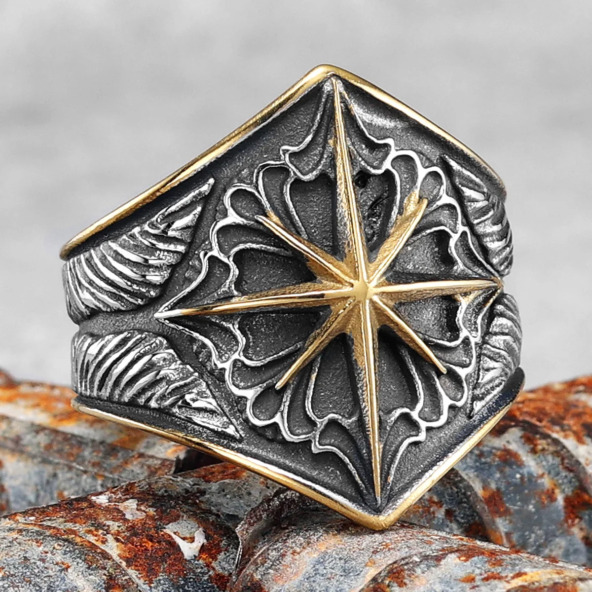 316L Stainless Steel Ring Gemstones Trendy Turquoise Men Rings Eagle Rock Punk for Male Boyfriend Jewelry Best Gift Dropshipping