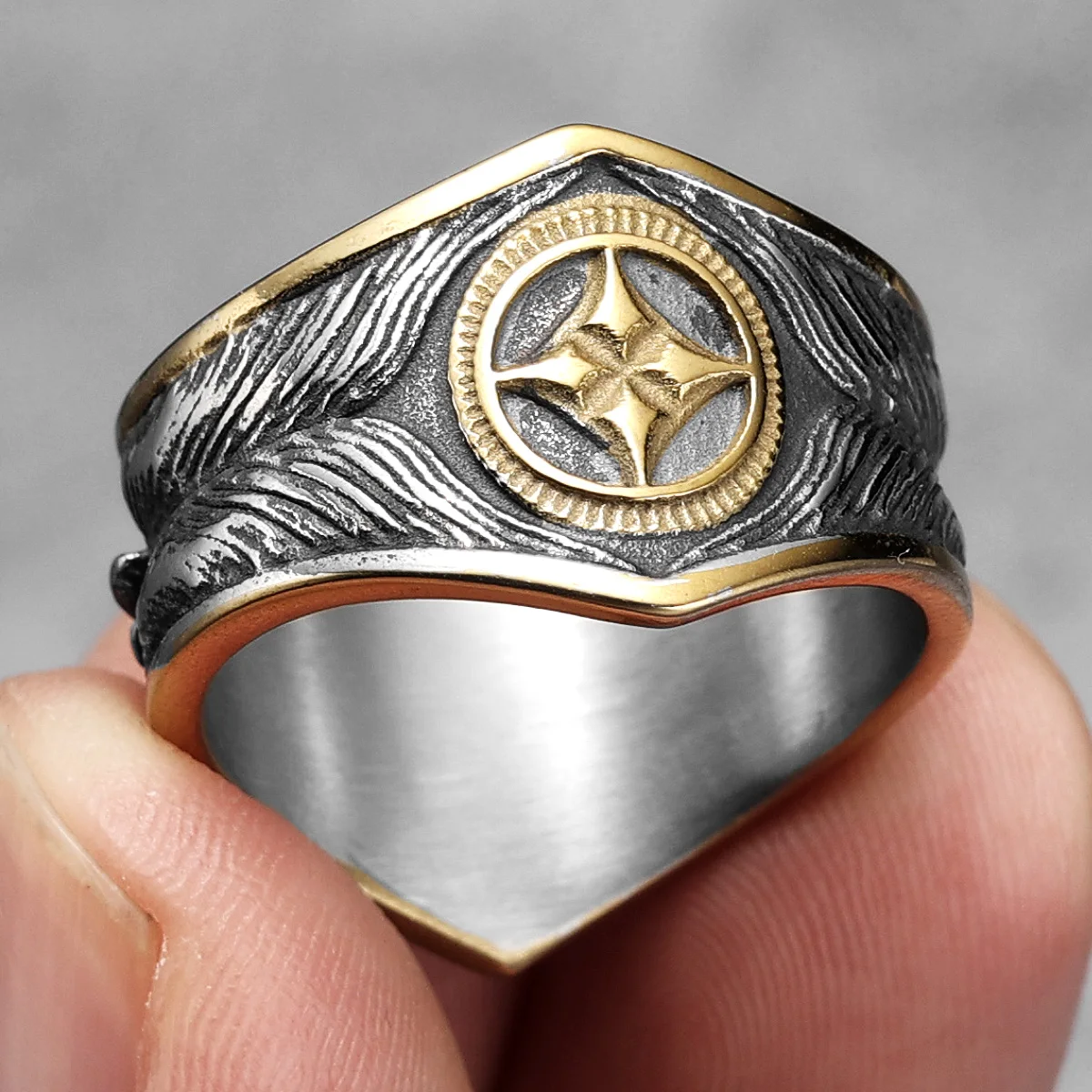 316L Stainless Steel Ring Gemstones Trendy Turquoise Men Rings Eagle Rock Punk for Male Boyfriend Jewelry Best Gift Dropshipping