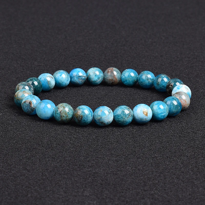 Genuine Natural Stone Bracelet Apatite Lapis Lazuli Agate Crystal Tiger Eye High Quality Gem Beads Bracelet Homme Jewelry Bangle