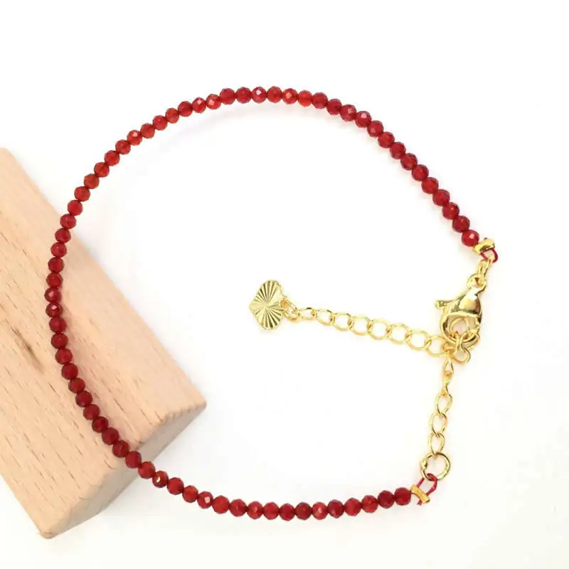 Fashion Faceted Gemstones 2mm Beads Necklace Bracelet Pink Quartz Crystal Tourmaline Agate Choker Men Female Jewelry Party Gift