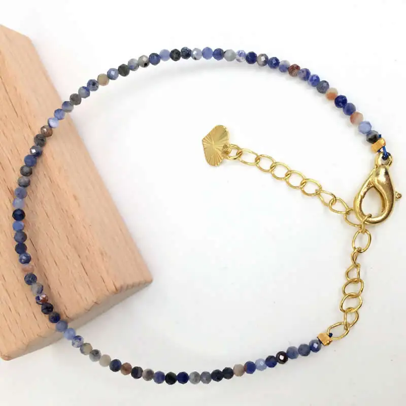 Fashion Faceted Gemstones 2mm Beads Necklace Bracelet Pink Quartz Crystal Tourmaline Agate Choker Men Female Jewelry Party Gift