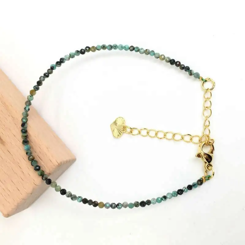 Fashion Faceted Gemstones 2mm Beads Necklace Bracelet Pink Quartz Crystal Tourmaline Agate Choker Men Female Jewelry Party Gift