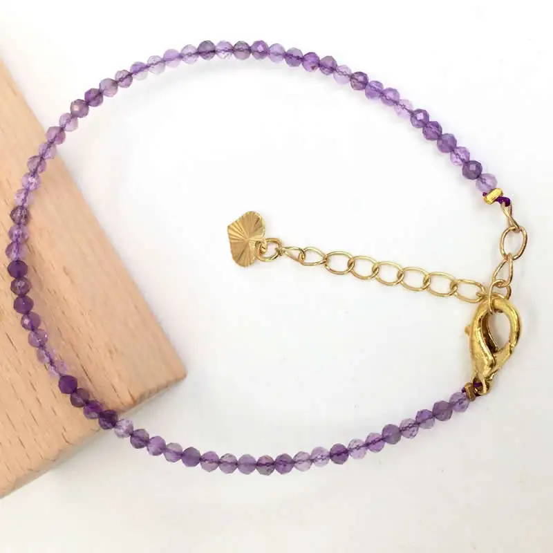Fashion Faceted Gemstones 2mm Beads Necklace Bracelet Pink Quartz Crystal Tourmaline Agate Choker Men Female Jewelry Party Gift
