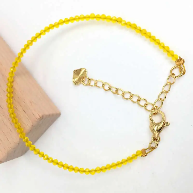 Fashion Faceted Gemstones 2mm Beads Necklace Bracelet Pink Quartz Crystal Tourmaline Agate Choker Men Female Jewelry Party Gift