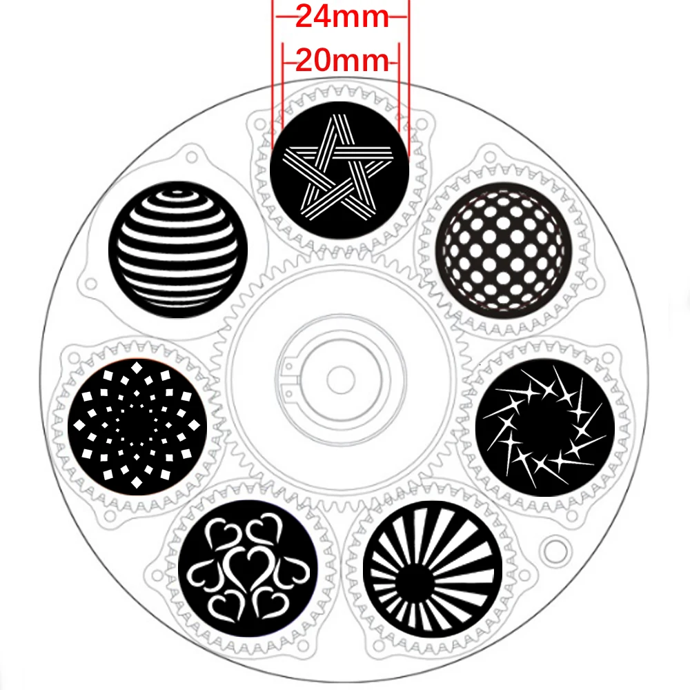 OD24mm LED Moving Head Spot/Beam/Wash Light Gobo Wheel Replacement for Show DJ Disco Party Stage Lighting Photography Backgroud